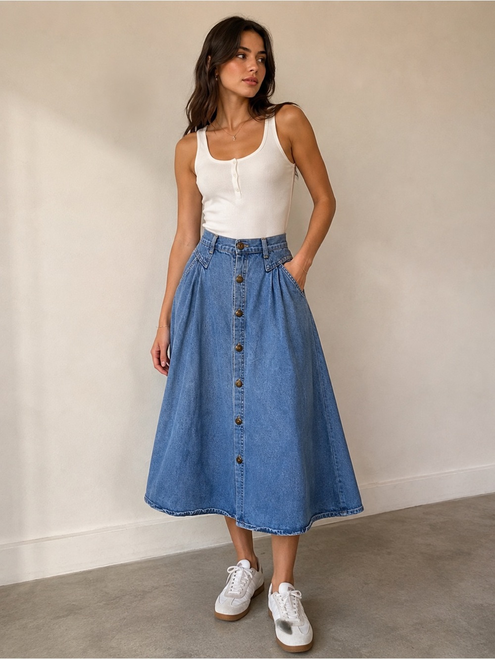 Vintage Cherokee A-line denim skirt